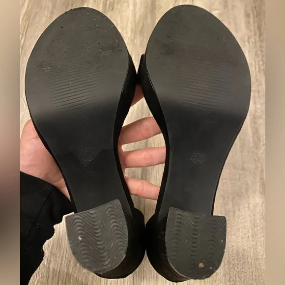 Athlefit Black High Heels Platform Block Heel Chunky Faux Suede Ankle Strap 7.5 - Picture 9 of 16